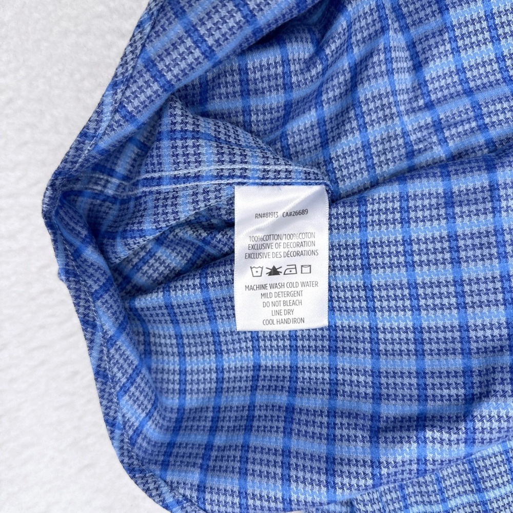 Robert Graham Shirt Men's Size XL Classic Fit Blue Check Flip Cuff Buttom Down - Picture 7 of 11